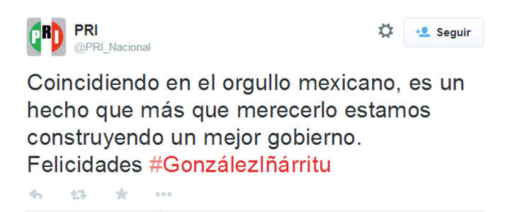 El partido del presidente mexicano, Enrique Peña Nieto, respondió a González Iñárritu. (Twitter)