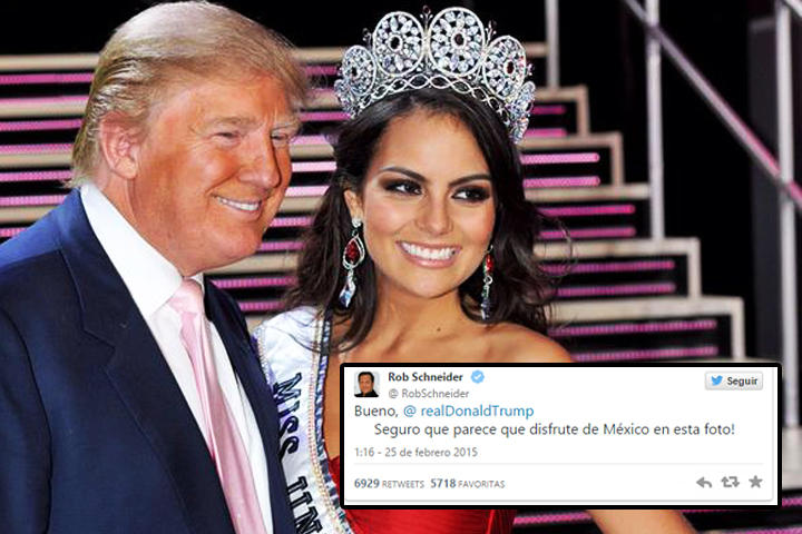 Donald posó muy sonriente con la exMiss Universo mexicana, Ximena Navarrete. (TWITTER)