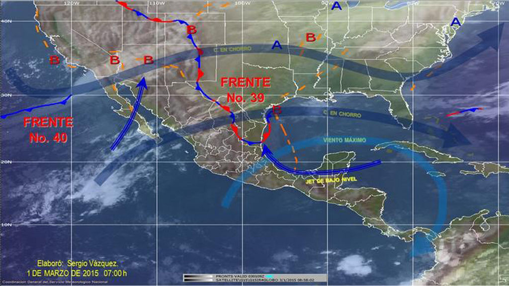 Afectaciones. El nuevo frente frío 40 se extenderá sobre los estados de Sonora y Baja California.