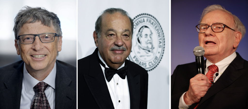 Dinero. Bill Gates, Carlos Slim y Warren Buffet son los hombres más ricos del mundo según Forbes. (AP)