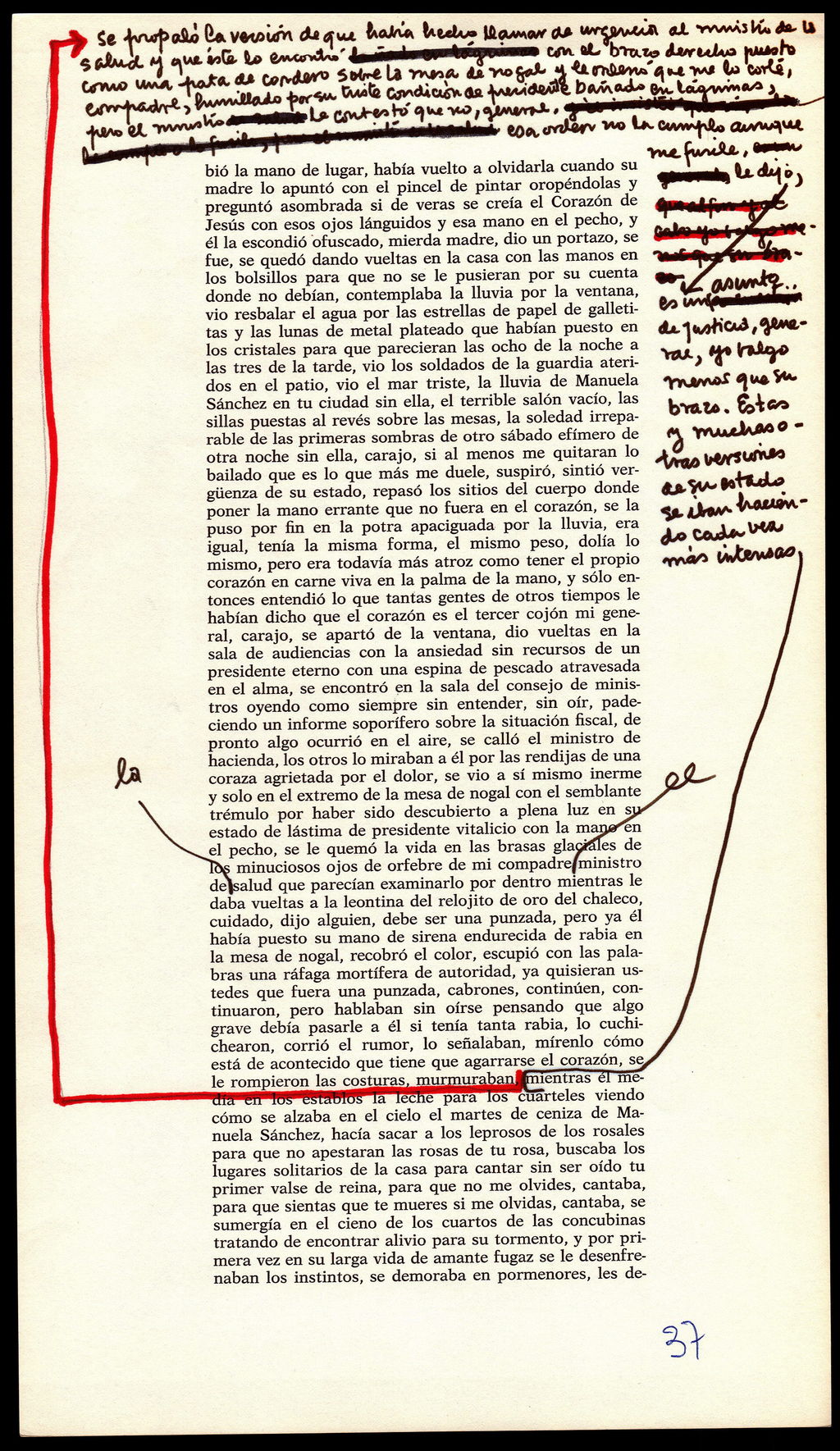 Remiendos. Correcciones, tachones y arrepentimientos de García Márquez invaden los textos del archivo del autor. 