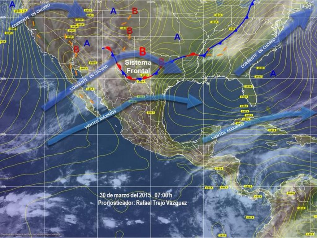 Para hoy, un nuevo sistema frontal, extendido en la franja fronteriza de Chihuahua y Coahuila, originará potencial de lluvias menores a 25 milímetros. (Cortesía)
