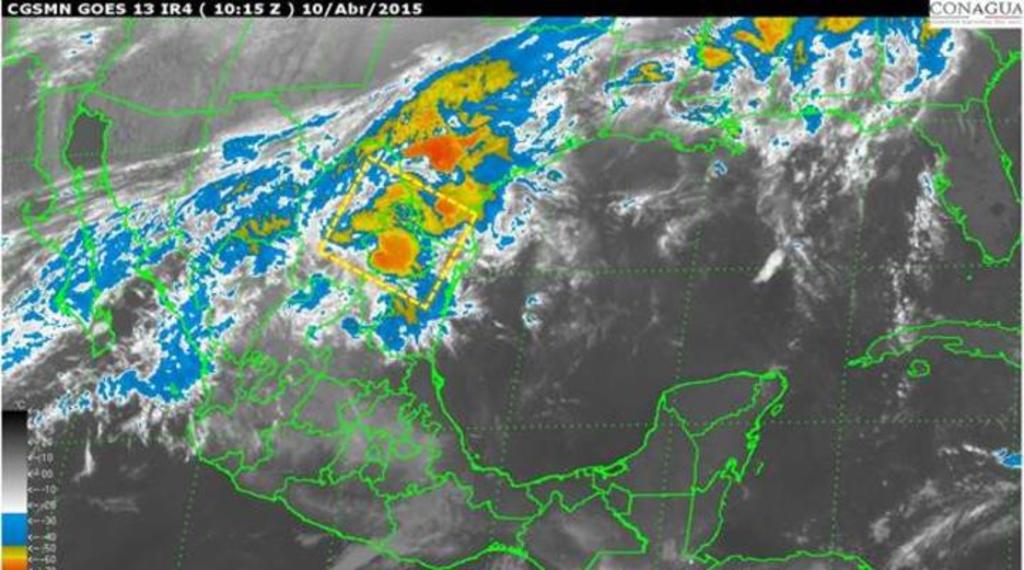 Las lluvias serán fuertes de 25 a 50 mm con actividad eléctrica y posible granizo en sitios de Coahuila, Nuevo León, Zacatecas y San Luis Potosí. (ESPECIAL)