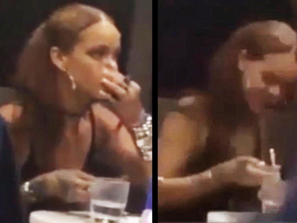 Rihanna fue captada inhalando supuestamente una sustancia sospechosa con las características de la cocaína. (DAILYMAIL)