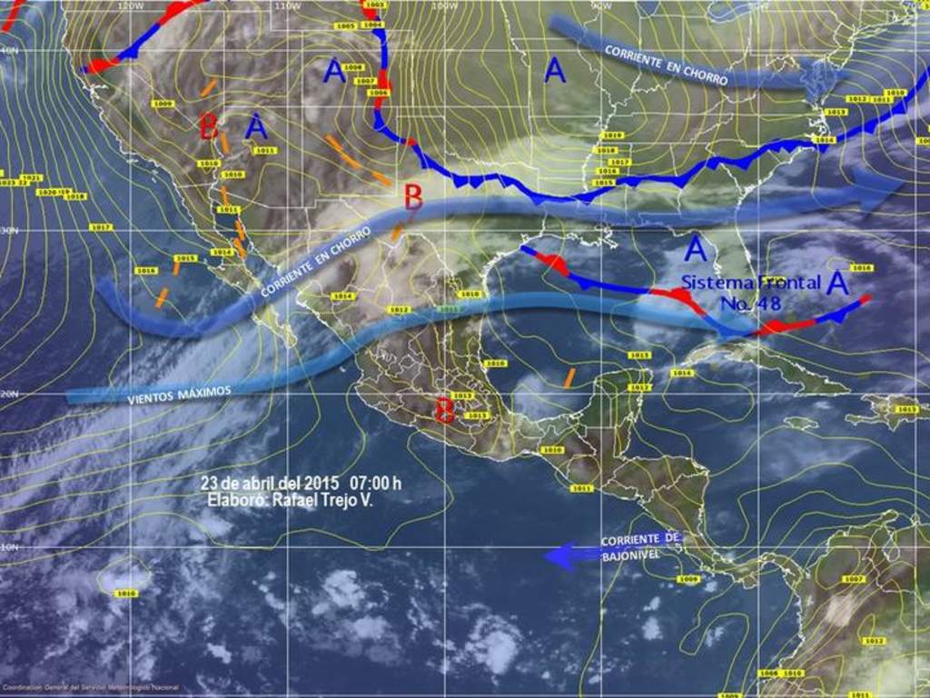 El SMN pronostica un canal de baja presión que se extenderá sobre el noreste y oriente del país. (Cortesía)
