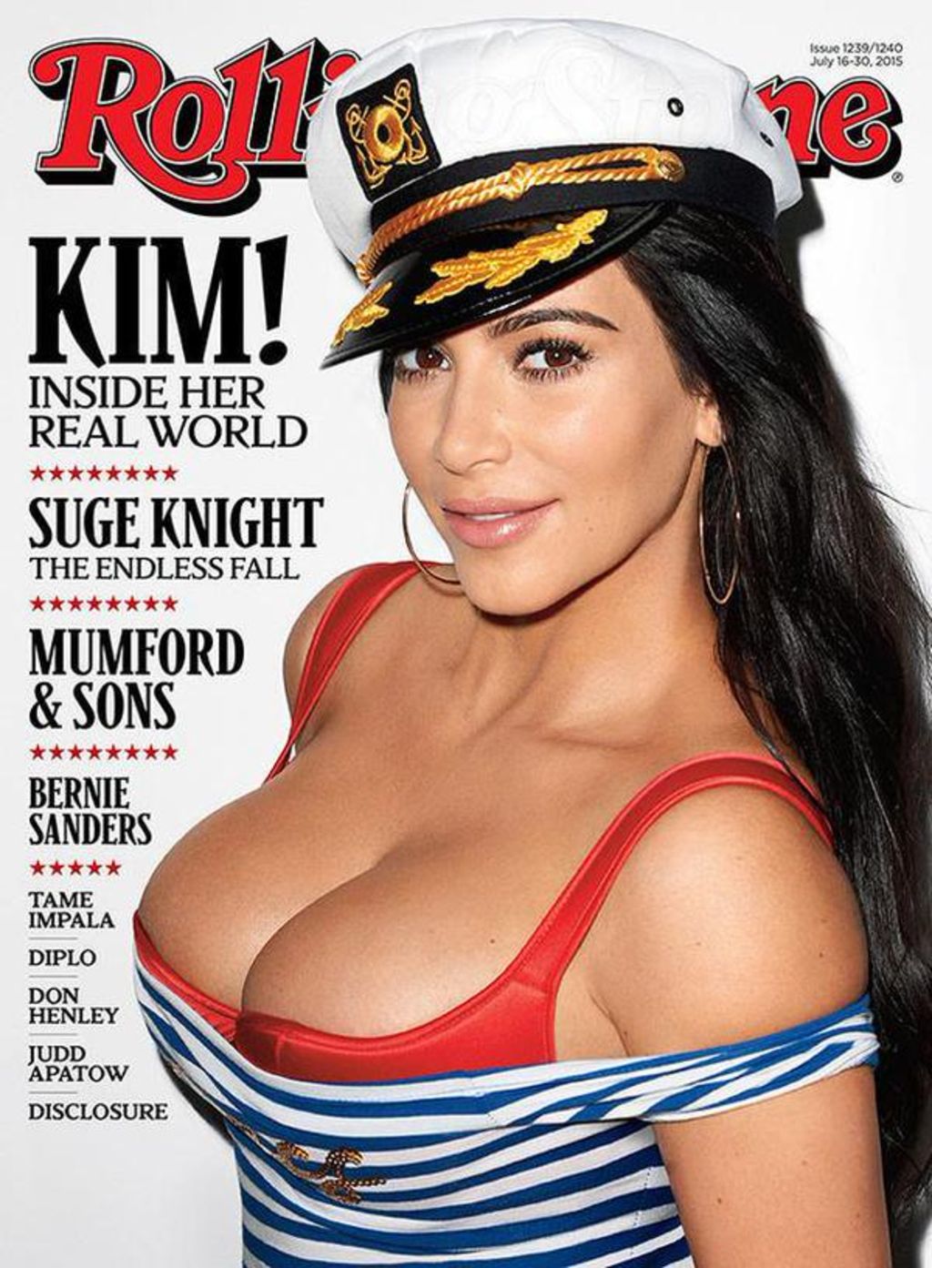 Portada. Kim Kardashian lució su escote en la revista Rolling Stone, quien posó para la lente de Terry Richardson.