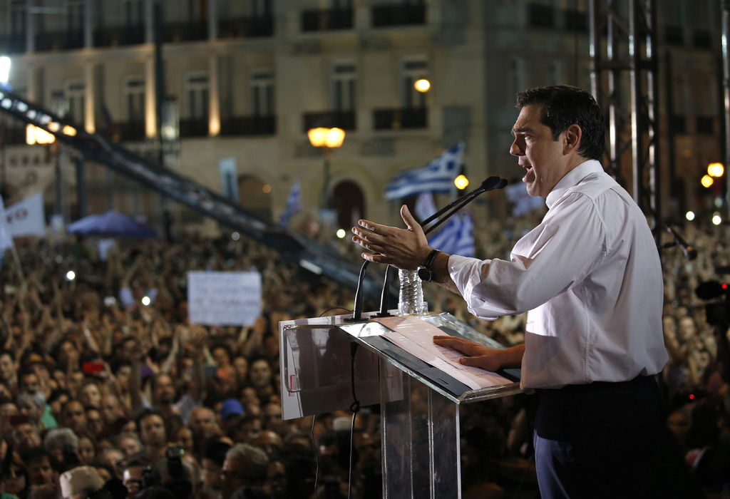 Apoyo. Alexis Tsipras mostró su corriente de izquierda en un discurso en apoyo al No.