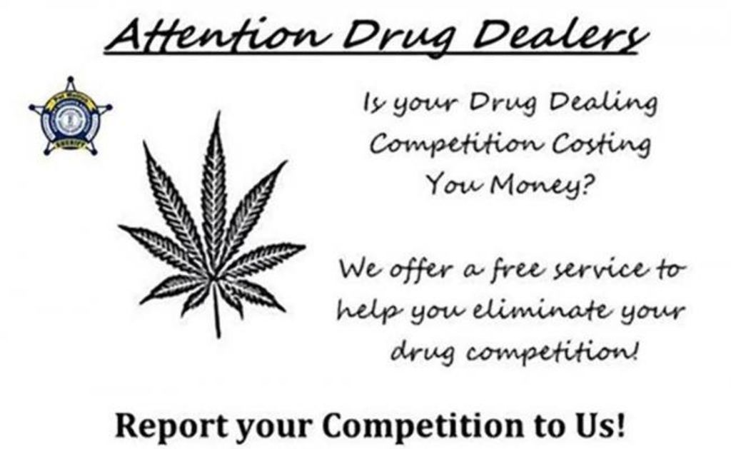 '¿Tu competencia en el negocio de la droga te cuesta dinero? ¡Te ofrecemos un servicio gratuito para eliminarla!', señala un anuncio publicado en la página de Facebook de la policía de Kentucky. (IMAGEN TOMADA DE FACEBOOK)