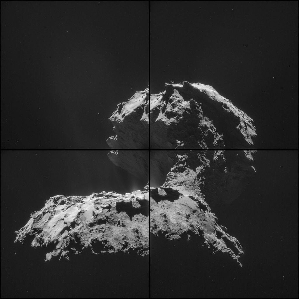 Se captaron diversos procesos de descomposición en el cometa, entre ellos un fabuloso brote de partículas. (ARCHIVO)