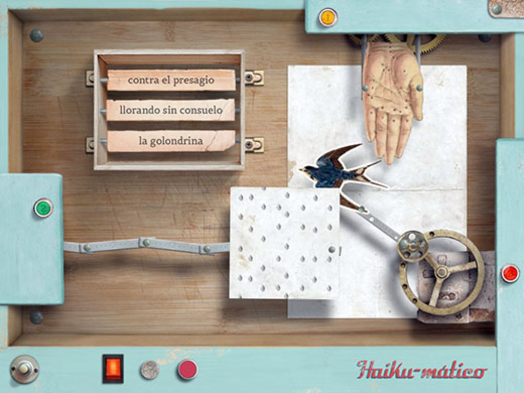 Sin tapujos, definiciones o comparaciones, para su creador, “Haiku-mático” cambia versos, compone nuevos significados en cada una de sus 27 mil posibles combinaciones y va acompañado de ilustraciones tipo collage. (INTERNET)
