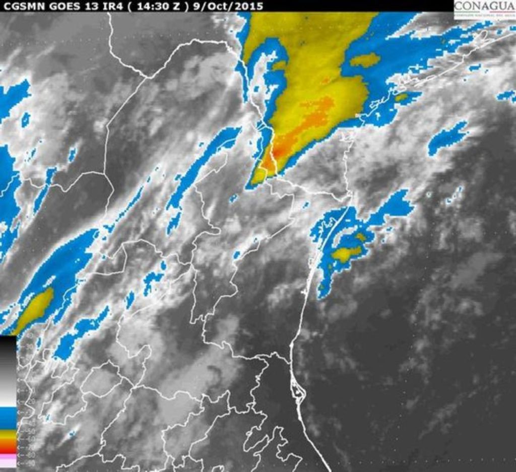 Un canal de baja presión, en combinación con el ingreso de humedad proveniente del Océano Pacífico, ocasionará lluvias muy fuertes de 50 a 75 mm en Coahuila, Nuevo León y Tamaulipas.