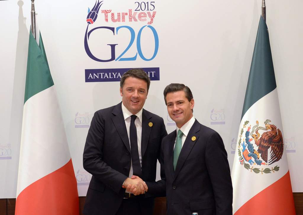 Durante una reunión bilateral con el presidente Peña Nieto, el presidente del Consejo de Ministros de Italia, Matteo Renzi dijo que las reformas estructurales han acrecentado el interés de las empresas de su país por invertir en México e incrementar su presencia.  (NOTIMEX)
