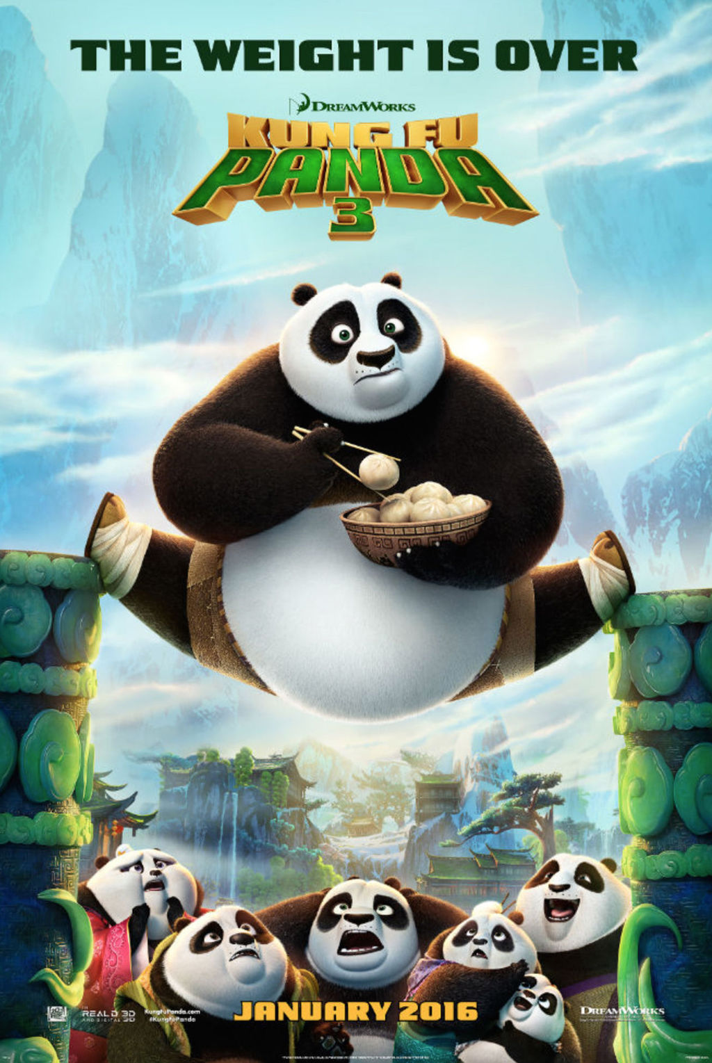 Kung Fu Panda 3: Con la voz de Omar Chaparro. Más de 10 millones de espectadores, en conjunto, registraron las dos primeras entregas del oso.
