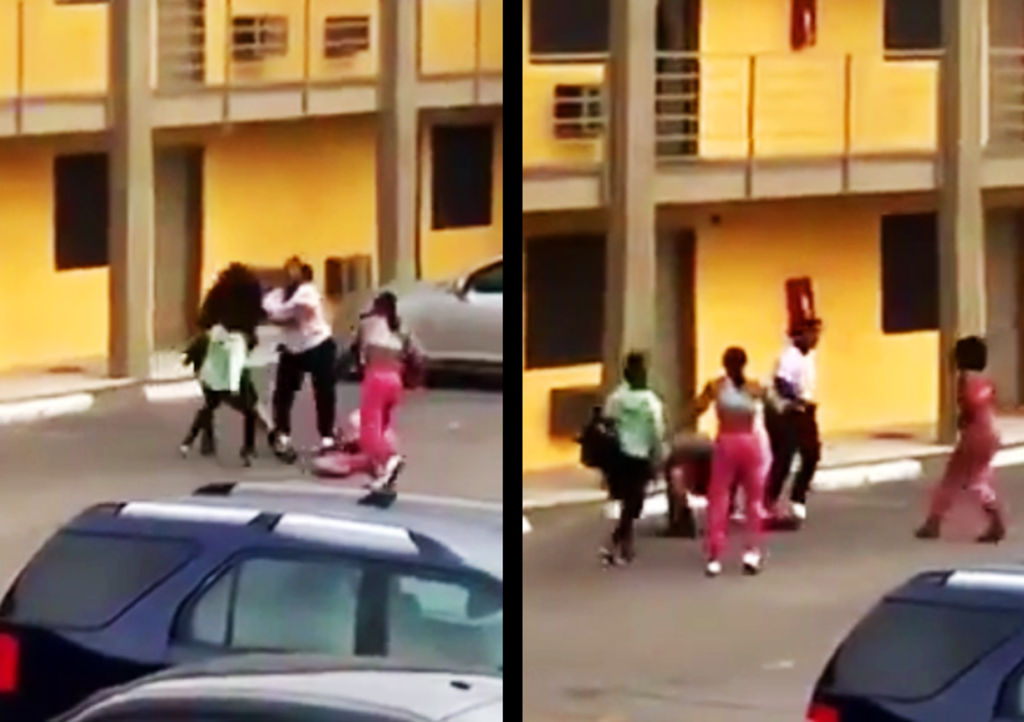 Las chicas se agarraron a golpes en un estacionamiento. (YOUTUBE)