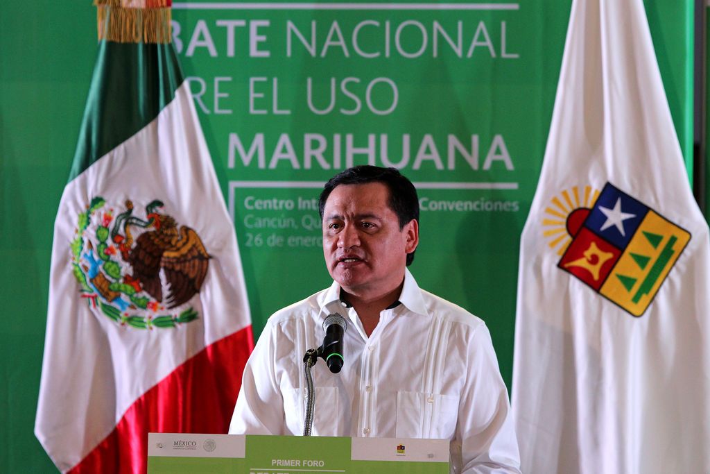 Al inaugurar el primer debate nacional en torno a la a marihuana en Cancún, expuso que uno de los temas más importantes en el mundo se refiere al uso medicinal del cannabis. (NOTIMEX)