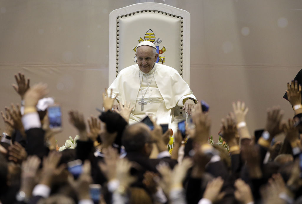 El Papa tuvo un encuentro con tres mil trabajadores, sindicalistas y empresarios. (AP) 
