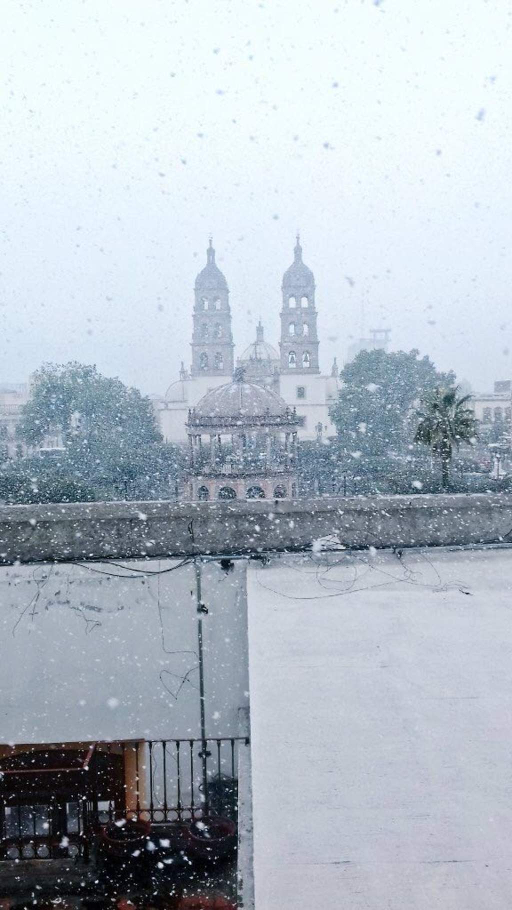 Esta tarde comenzó a nevar en la capital de Durango. (TWITTER)
