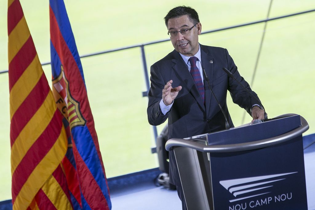 l presidente del FC Barcelona, Josep Maria Bartomeu durante la presentación de la maqueta del nuevo estadio del FC Barcelona, el Nou Camp Nou,