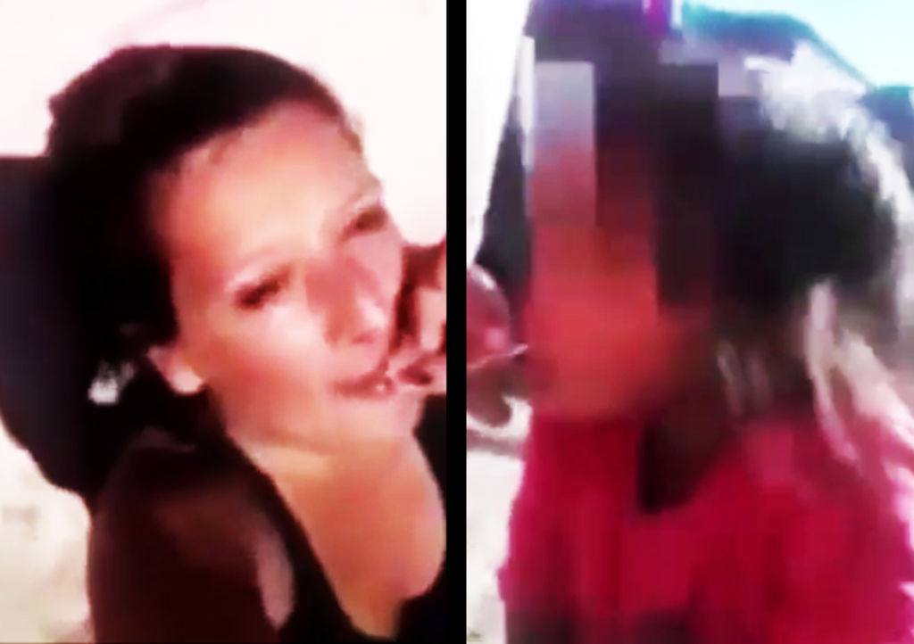La propia mujer grabó el momento en que incitó a fumar a la niña. (YOUTUBE)
