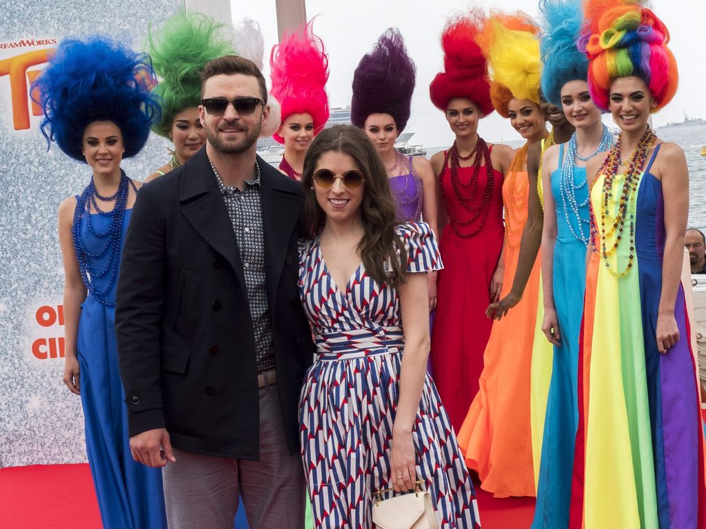 Justin Timberlake y Anna Kendrick llevaron Trolls al Festival de Cannes. (EFE) 
