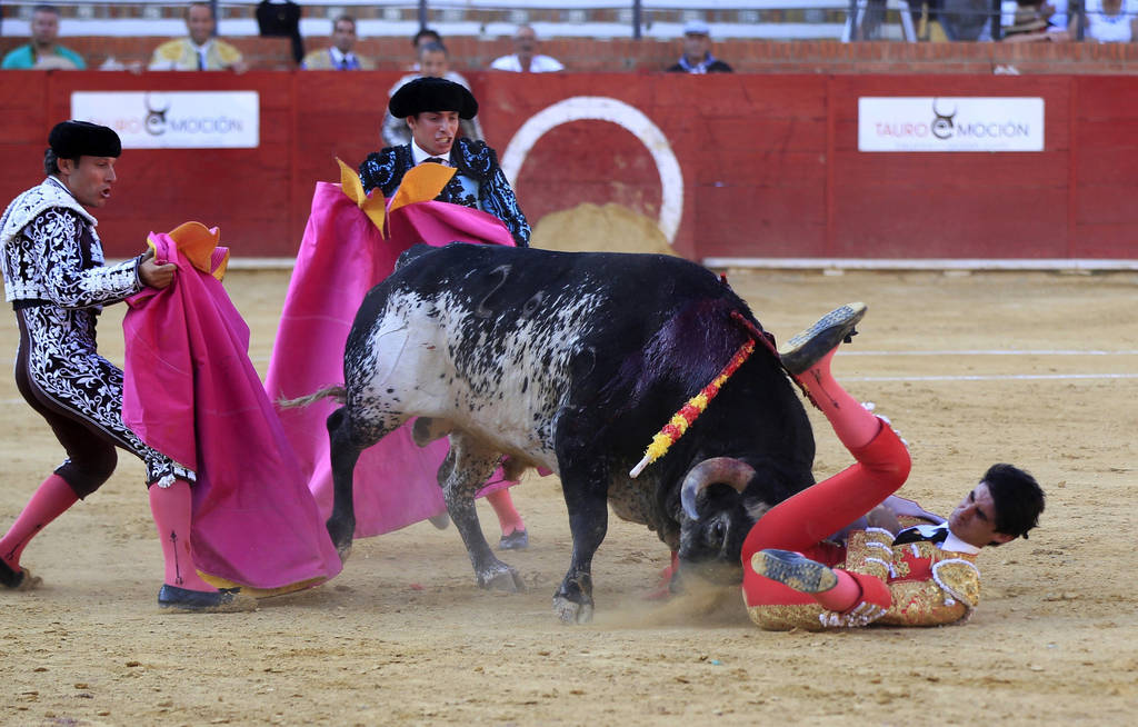 El torero segoviano de 29 años Víctor Barrio (d) murió ayer en la plaza de toros de Teruel, en la Feria del Ángel, tras sufrir una grave cogida en el tercer toro de la tarde. (EFE)