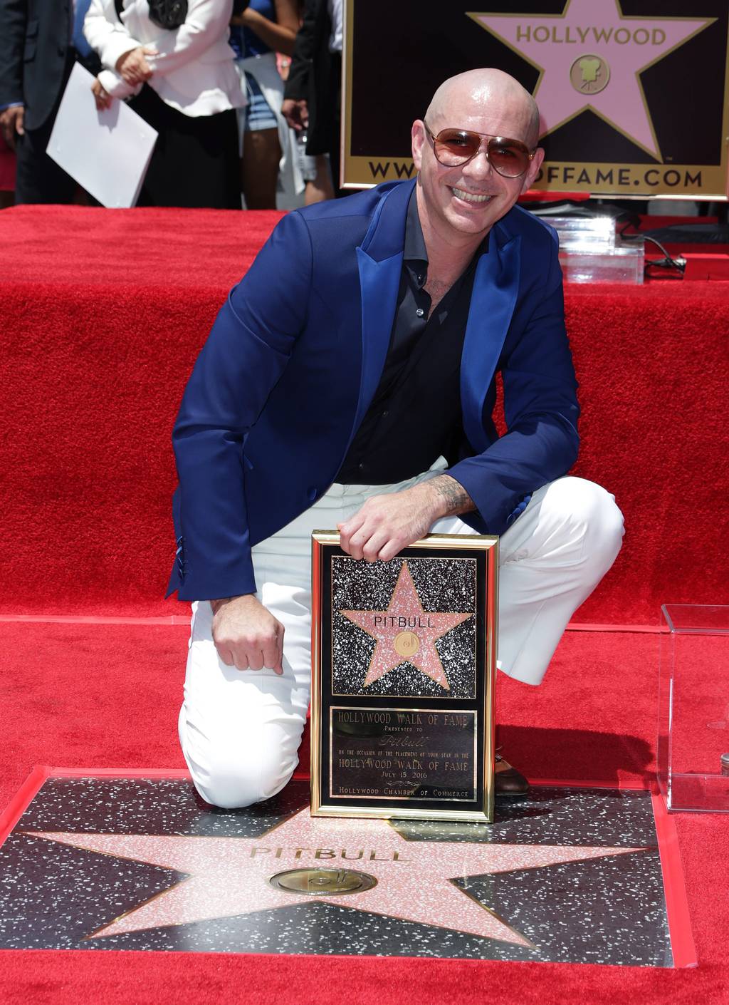 Reconocimiento. La estrella del cantante cubano-estadounidense se encuentra a un costado de la Plaza Celia Cruz, la artista favorita de Pitbull. (EFE)