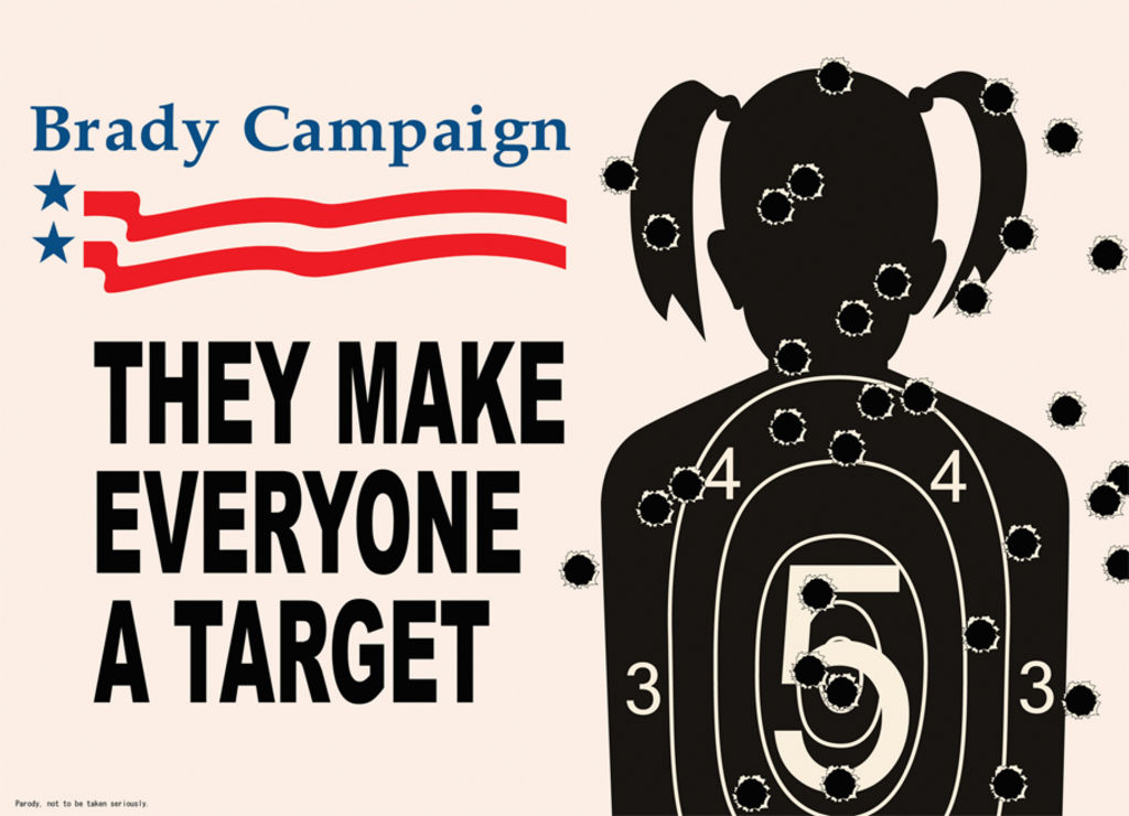 Cartel de la Campaña Brady “Cualquiera puede ser un blanco de tiro”. Foto: Brady Campaign 