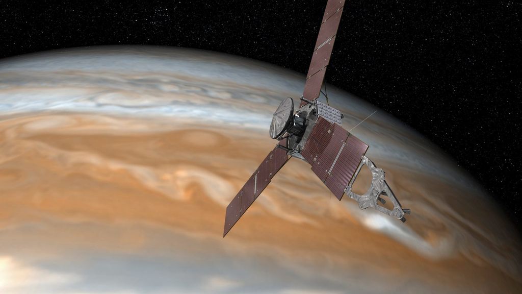 Juno, se colocará alrededor de las 7 de la mañana, tiempo de la Ciudad de México, a unos cuatro mil 200 kilómetros sobre los remolinos de nubes de Júpiter. (ARCHIVO)
