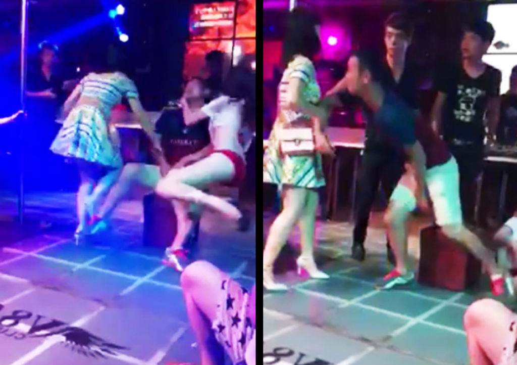 La dama tomó por la fuerza a su novio, no sin antes propinarle un golpe a la bailarina. (FACEBOOK)