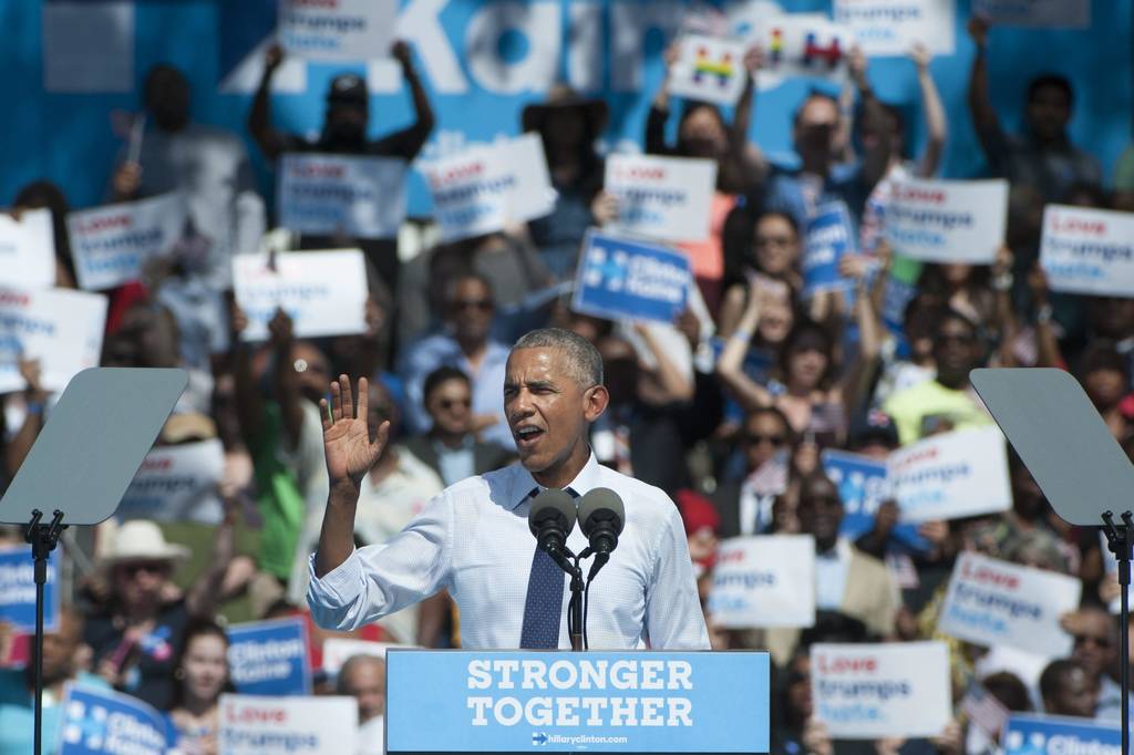 Compañero. El presidente de los Estados Unidos, Barack Obama, habló durante un evento de campaña en apoyo de la candidata demócrata, Hillary Clinton, en Filadelfia.