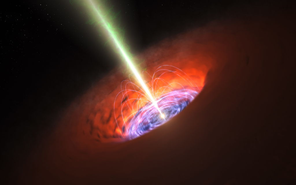 Muchas galaxias cuentan con un núcleo extremadamente brillante alimentado por un agujero negro supermasivo que generan 'galaxias activas', las cuales liberan grandes cantidades de energía y materia al medio interestelar. (ARCHIVO)
