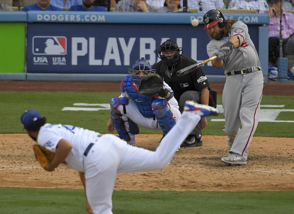 Jayson Werth se fue de 4-3 y conectó un cuadrangular en la victoria de los Nacionales sobre los Dodgers. (AP)