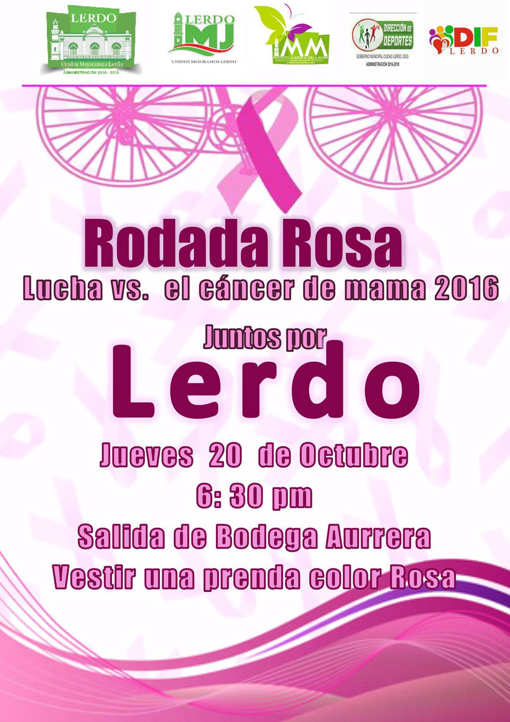 Mes rosa. Para seguir con las actividades de la lucha contra el cáncer de mama, se invita a participar en la Rodada Rosa.