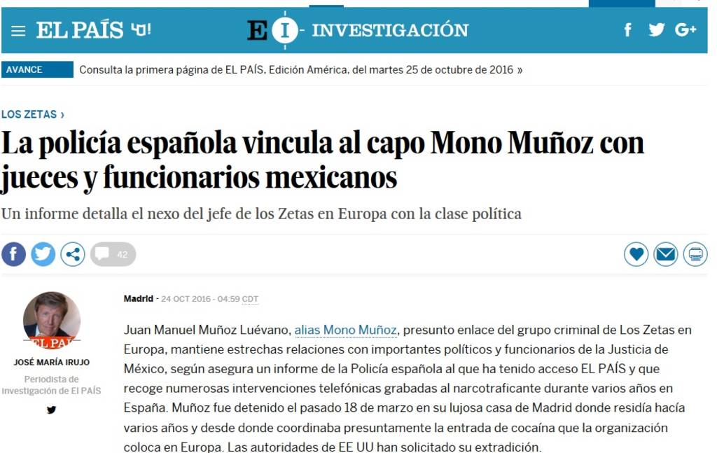 Revela. El País publicó la noticia en su portal de Internet.