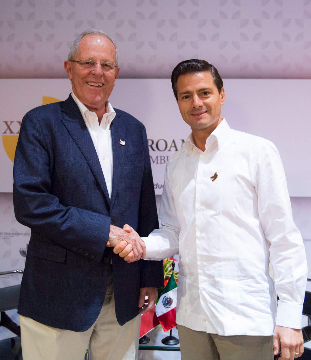 Peña Nieto y Kuczynski señalaron que las acciones desarrolladas en el marco del Acuerdo de Asociación Estratégica entre ambas naciones han generado buenos resultados. (NOTIMEX)