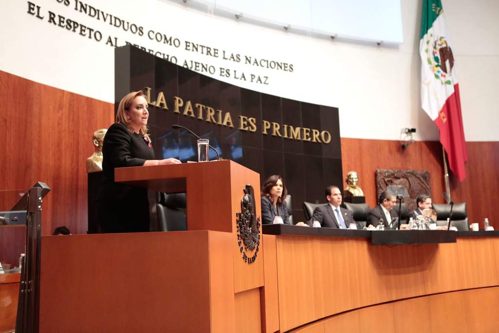 La oposición en Senado cuestionó a Claudia Ruiz Massieu por visita de Trump. (NOTIMEX) 
