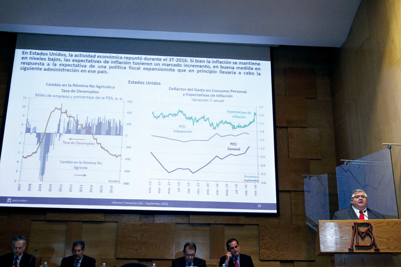 El gobernador del Banco de México, Agustín Carstens, participa en la presentación del informe trimestral julio-septiembre 2016. Foto: EFE