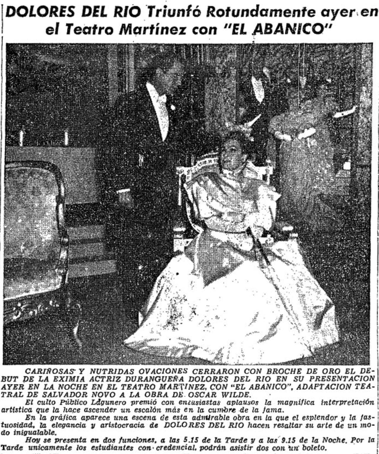 Nota de la edición de El Siglo de Torreón. Sábado 6 de diciembre de 1958.

