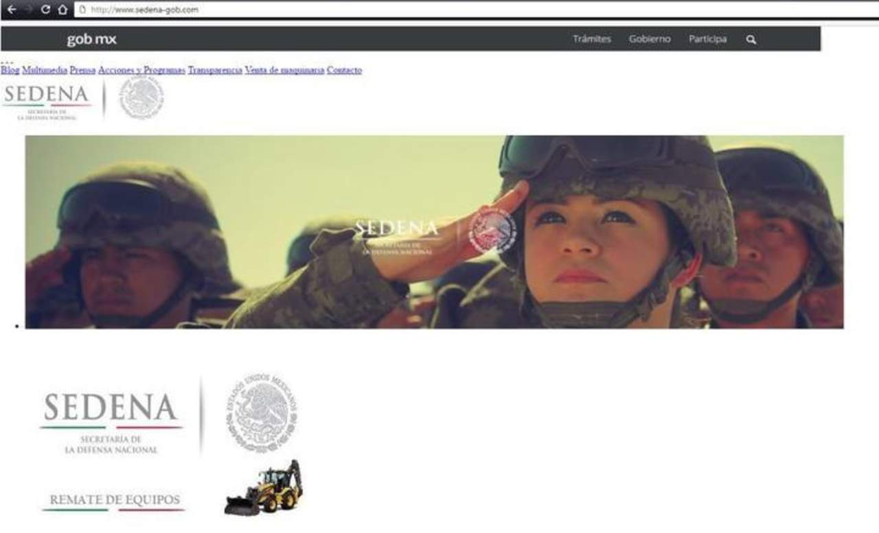Falsa. Vista de la página no oficial del Ejercito Mexicano. (ESPECIAL)