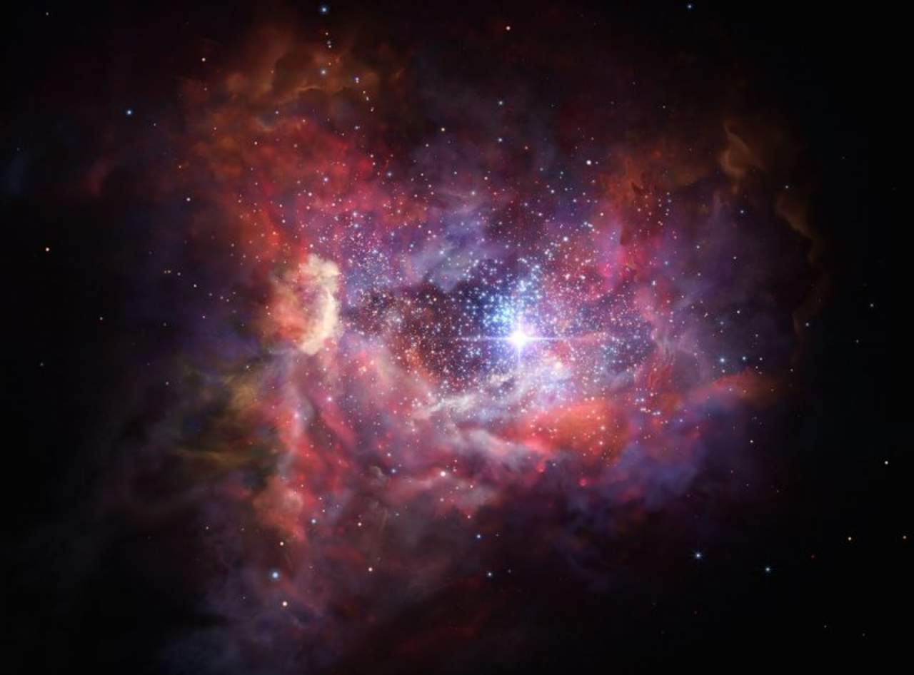 La galaxia A2744_YD4 no es sólo la más lejana observada por ALMA, sino que además la detección de tanto polvo indica que supernovas tempranas debieron haberla contaminado. (ESPECIAL)