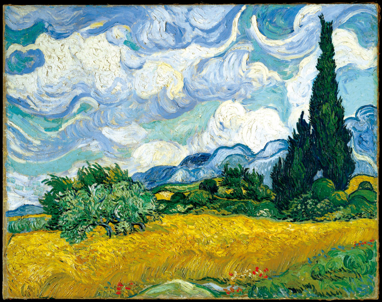 Campo de trigo con cipreses de Vincent van Gogh (1889). Foto: Fundación Annenberg
