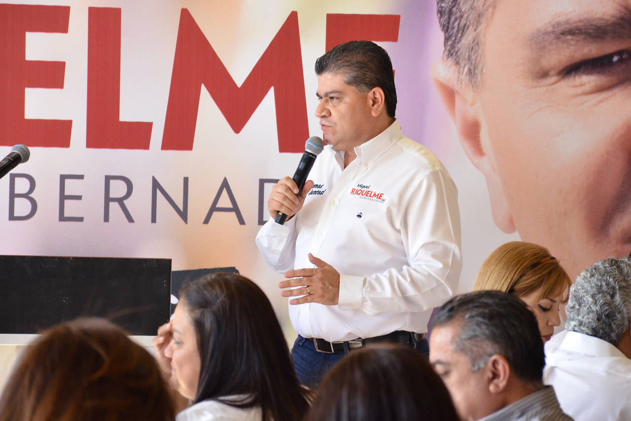 Propuesta. Según el candidato a gobernador Miguel Riquelme la propuesta de inversión para Coahuila es equitativa. (Fernando Compeán)