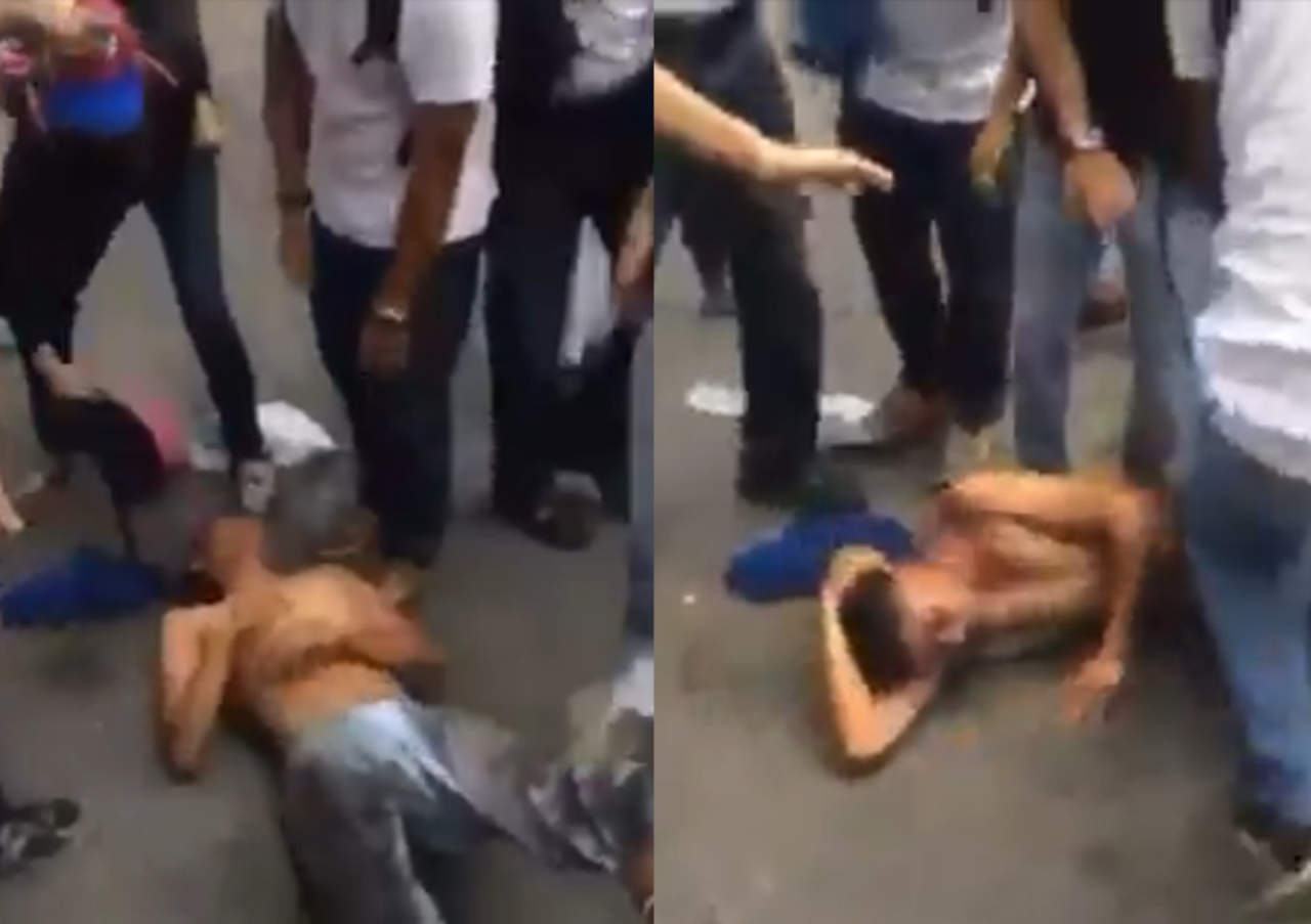 Golpean brutalmente a hombre durante protesta