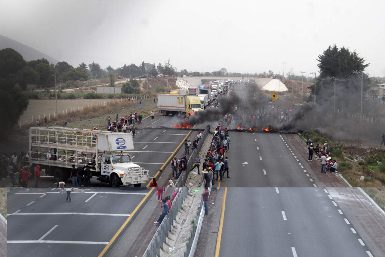 Tras los enfrentamientos, al menos 50 pobladores bloquearon durante casi 6 horas, los dos sentidos de la Autopista Puebla-Orizaba, a la altura del kilómetro 185. (EFE)