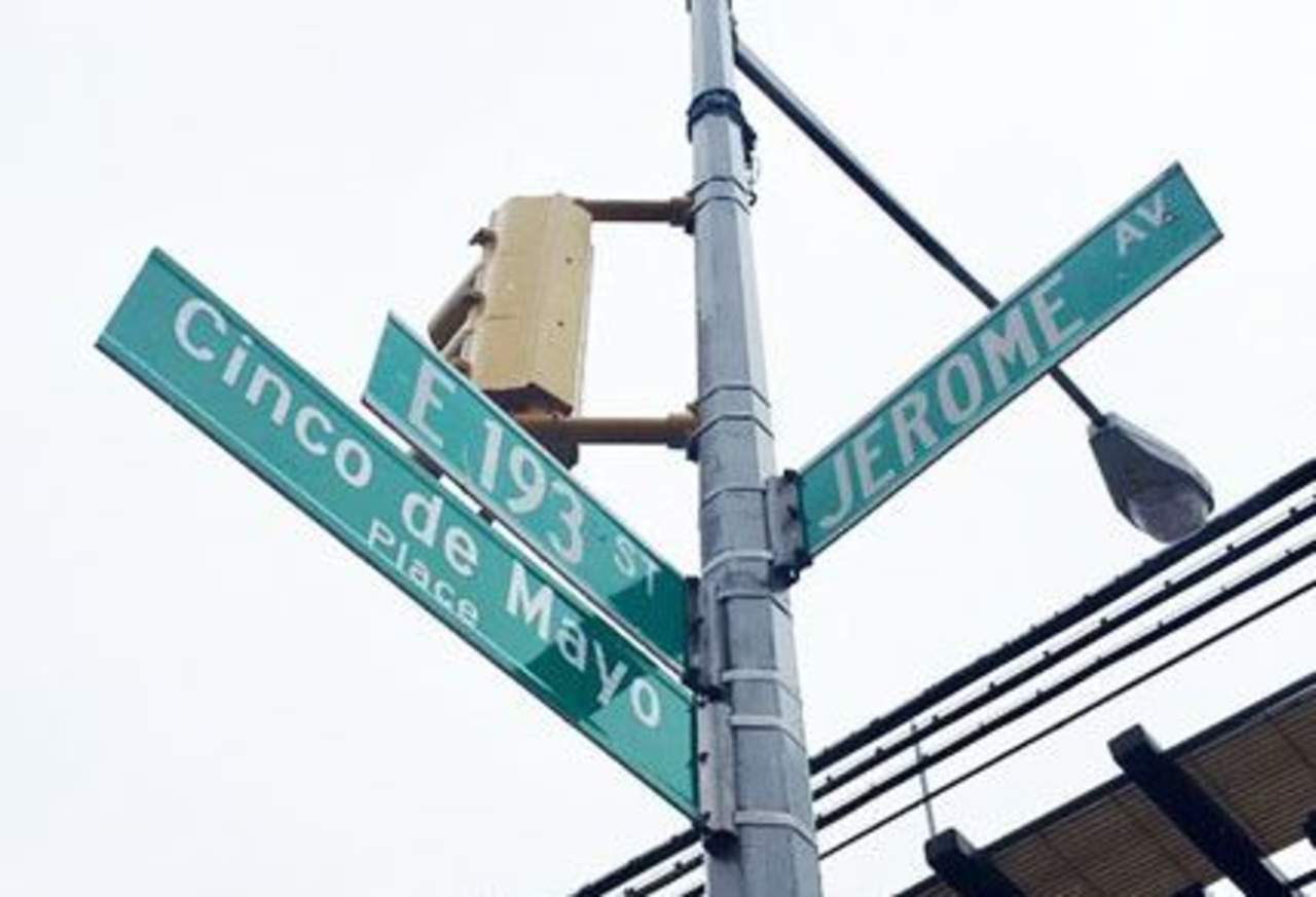 La primera esquina, nombrada '5 de mayo Place' (Plaza 5 de mayo) se encuentra en la intersección de la avenida Jerome y la calle 193, en el condado del Bronx. (ESPECIAL)