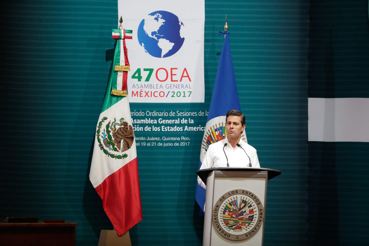 Invita EPN al diálogo al inaugurar la 47 Asamblea General de la OEA
