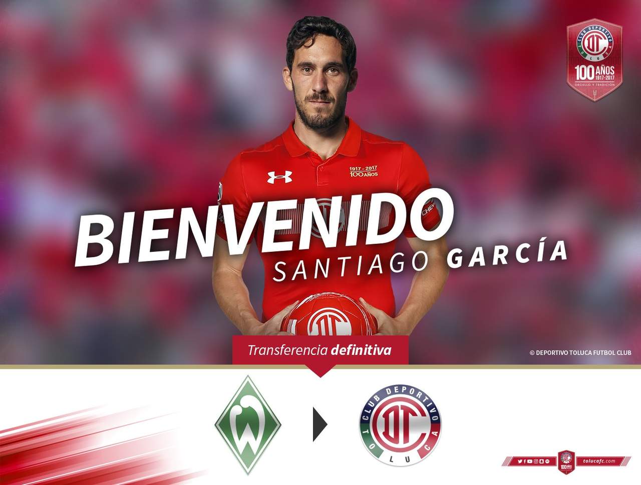Santiago García llega del Werder Bremen de la Bundesliga y en compra definitiva. (Cortesía Toluca)