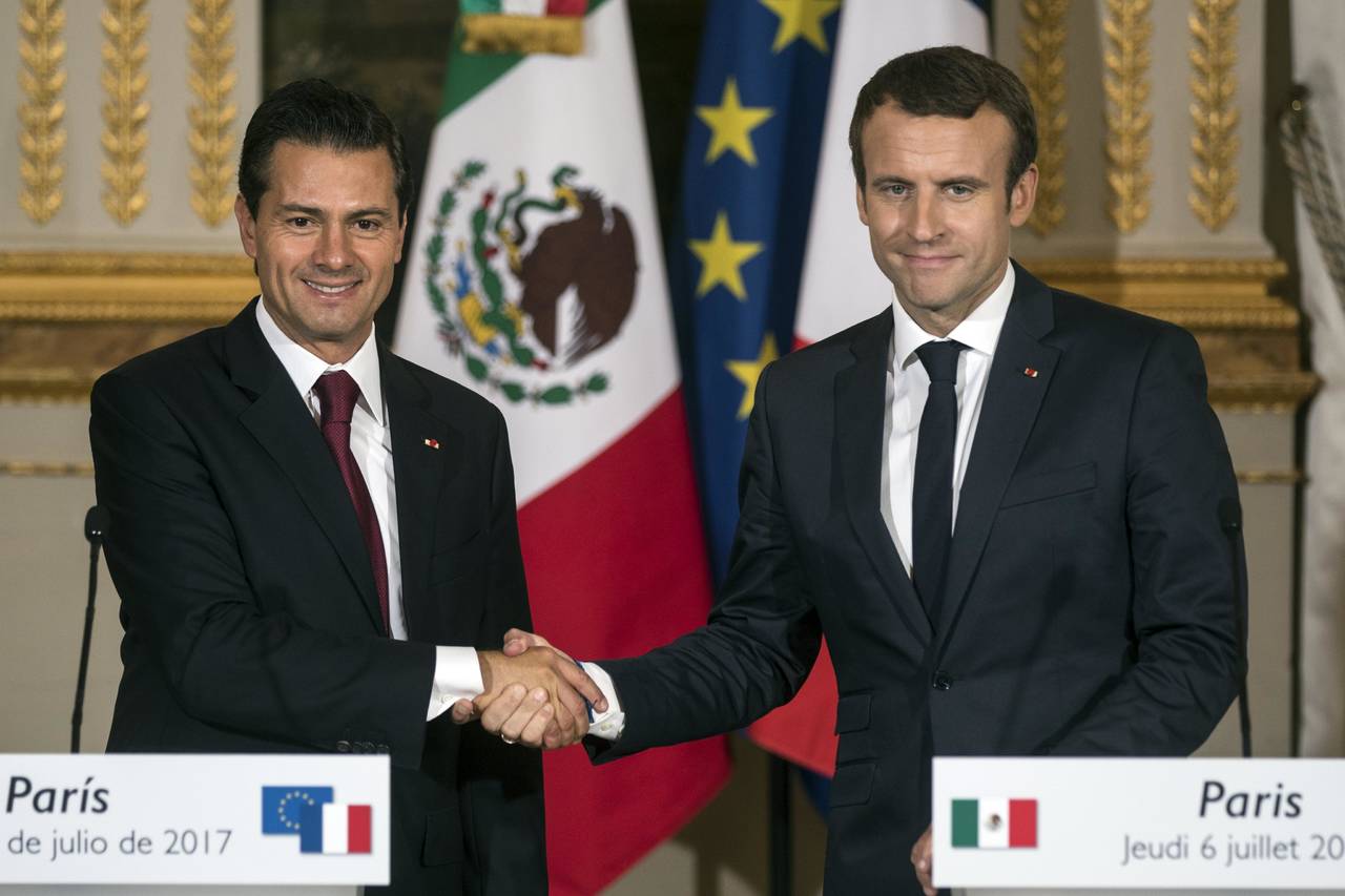 Apuesta. Peña Nieto (izq.) y  Macron (der.) relanzarán el Consejo Estratégico Franco-Mexicano. 