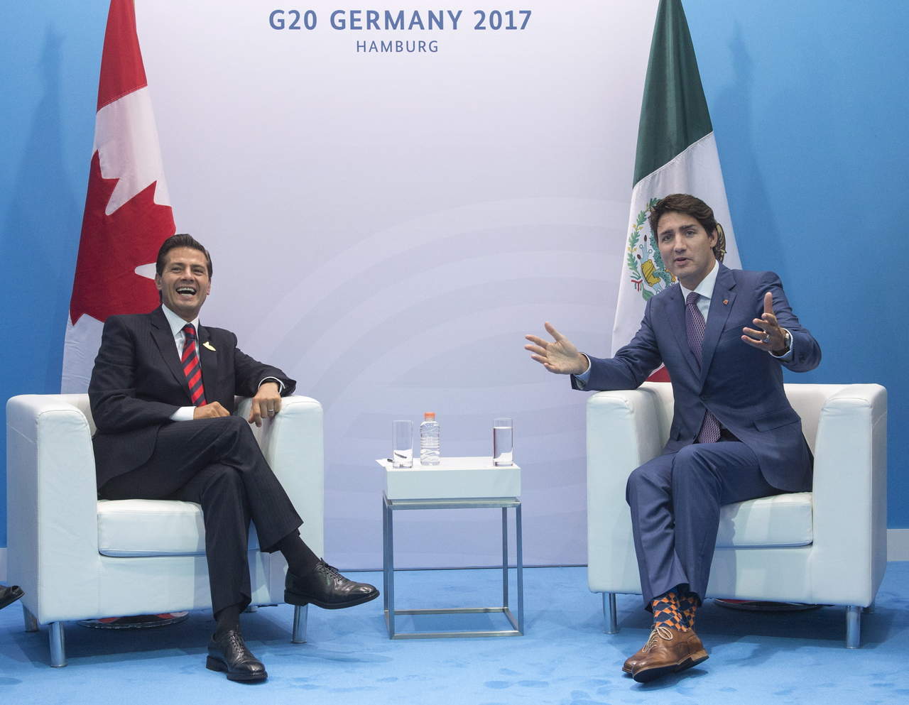 En el segundo día de actividades de la Cumbre del G20, se reunieron Peña Nieto y Justin Trudeau. (AP)
