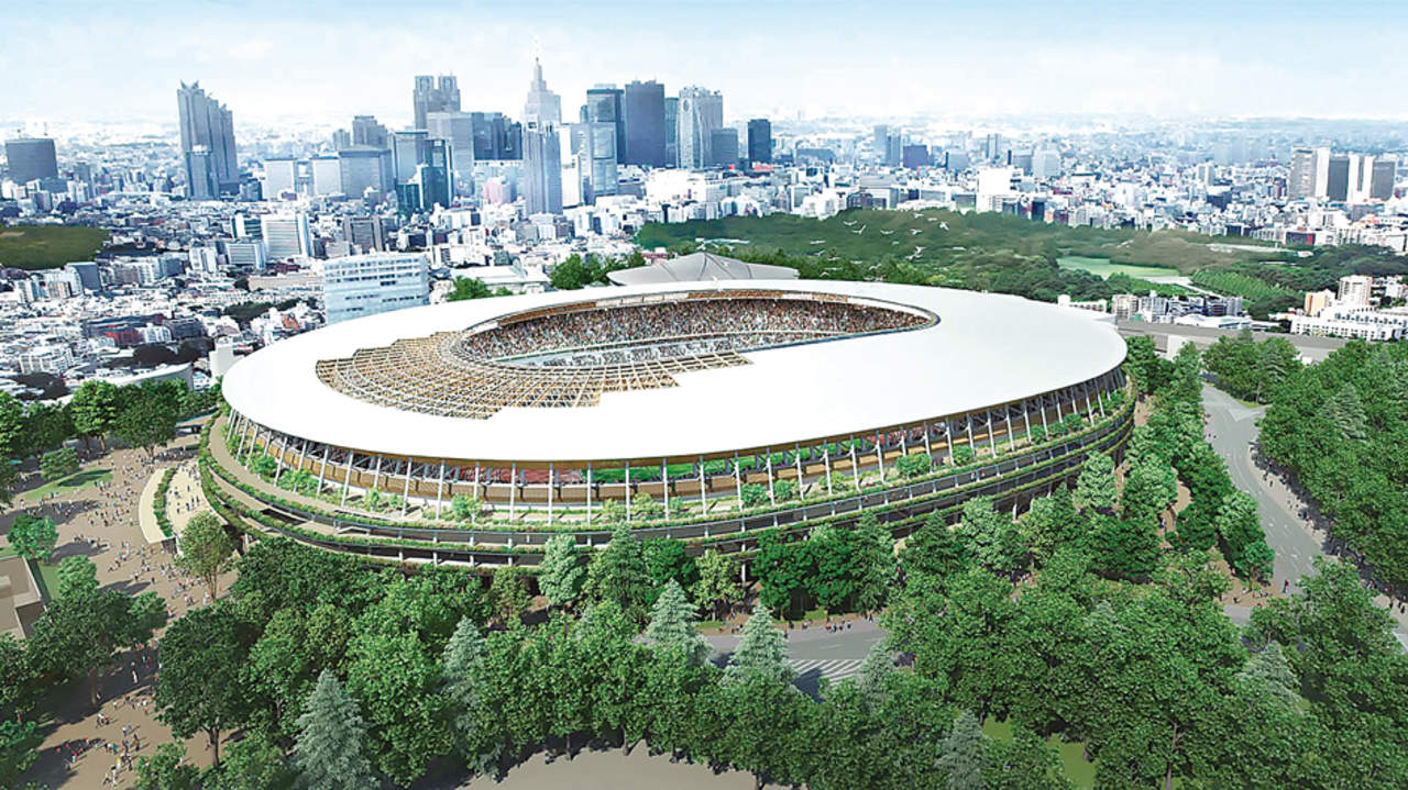 Render de estadio para los Juegos Olímpicos de 2020. Foto: Kengo Kuma & Associates